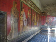 Aufwändige Wandgemälde aus der luxuriösen Mysterien-Villa vor den Toren von Pompeji.  Foto: Yvonne Schmuhl